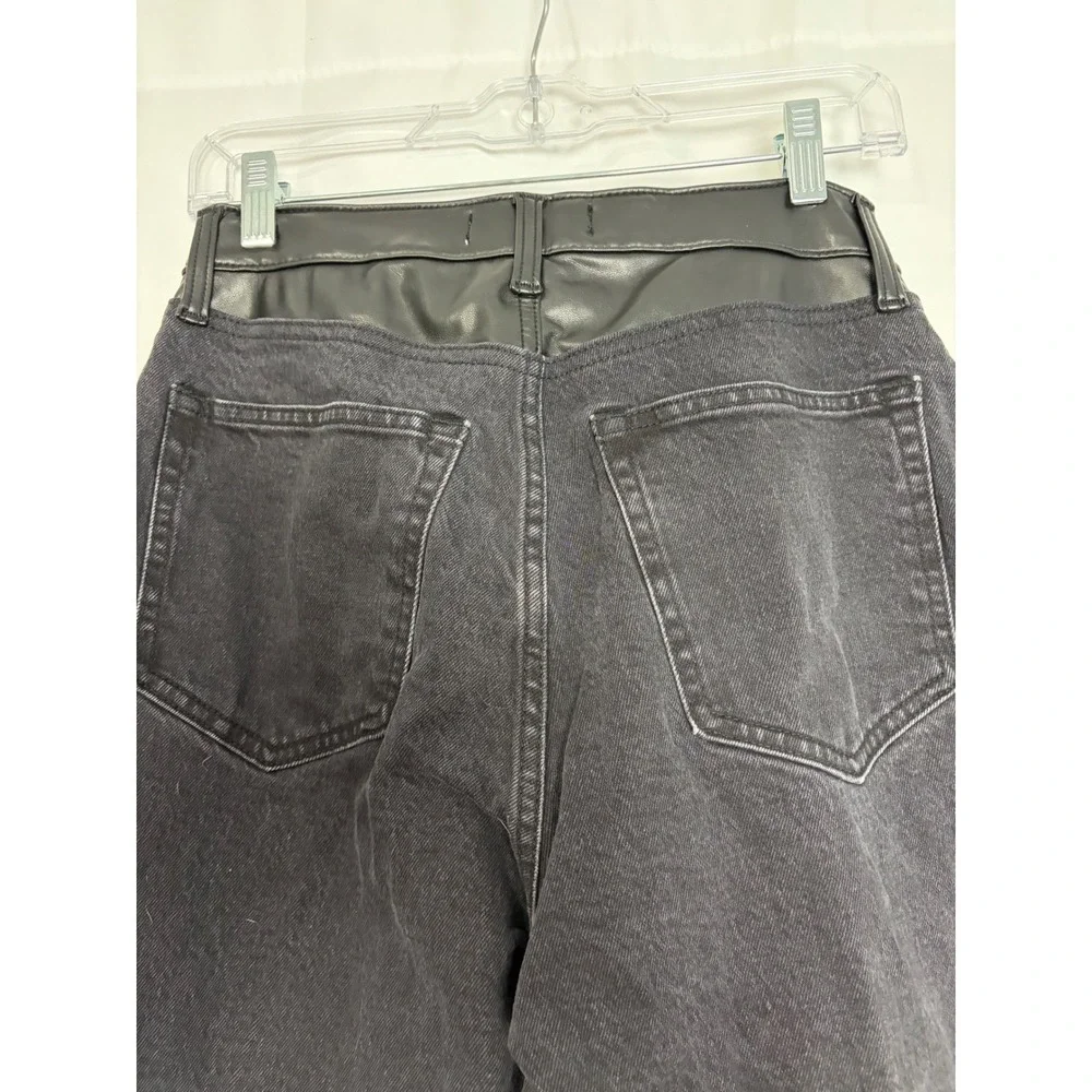 Abercrombie & Fitch 90s Relaxed Jean Leather Trim High Rise Black 29/8S Grunge